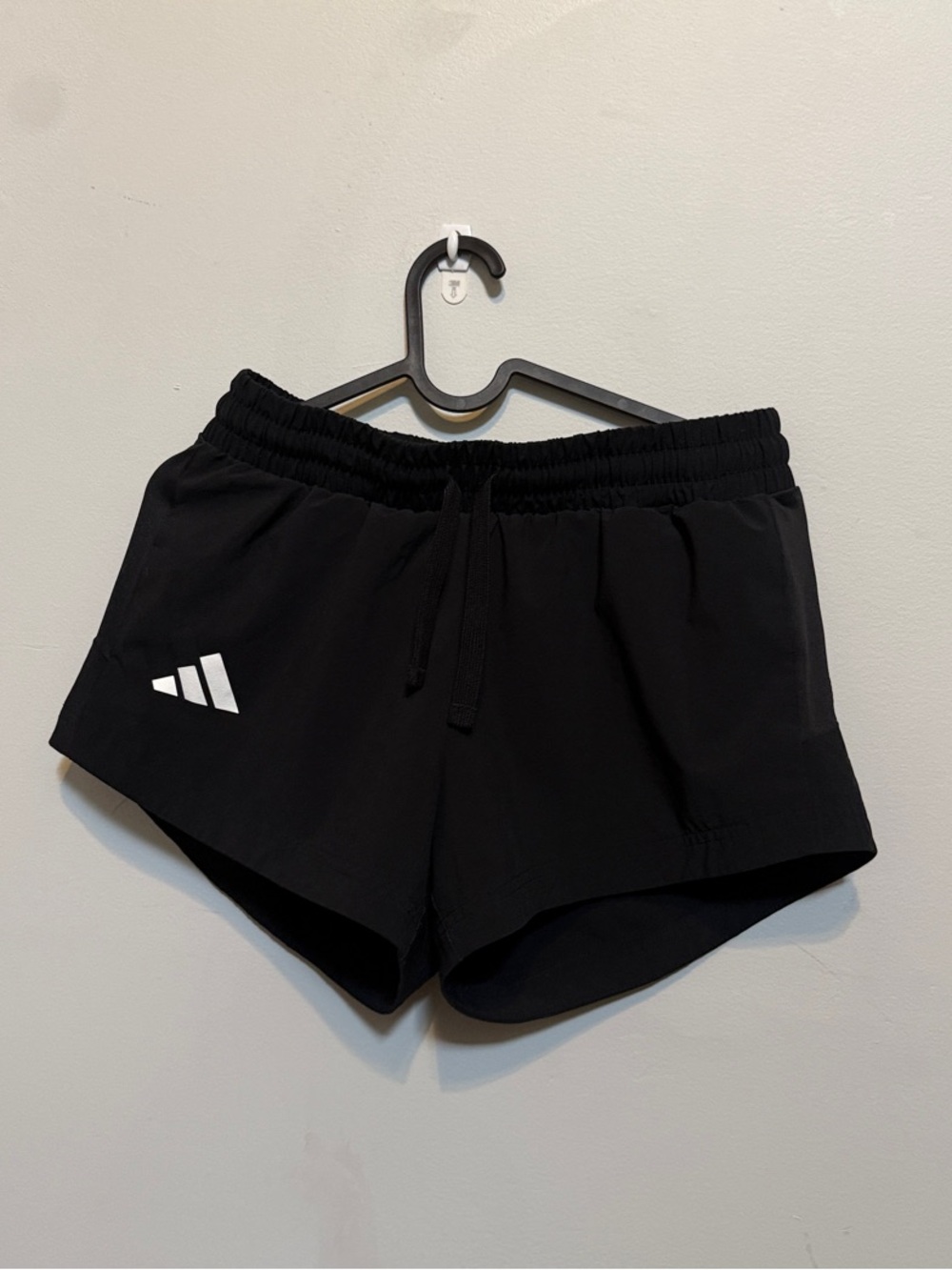 adidas Black Women's Athletic Running Shorts with White Logo SMALL